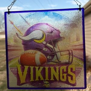 Vikings Sublimated Glass Sun Catcher- Purple and Yellow